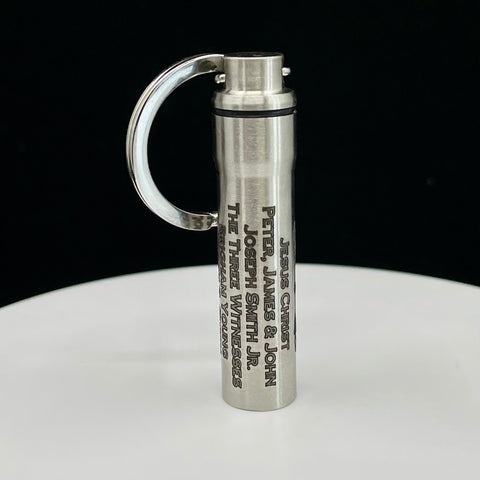 Stainless Steel LDS Oil Vial: Custom Engraved w/ Priesthood Line of Authority