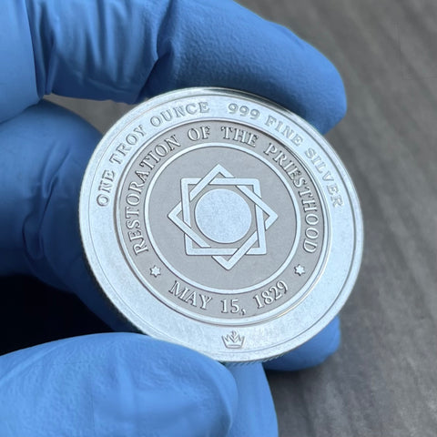 39mm 1 Oz .999 Fine Silver Coin w/ Priesthood Line AND your choice of Emblem or Eagle on reverse side. One of a kind gift for LDS men.