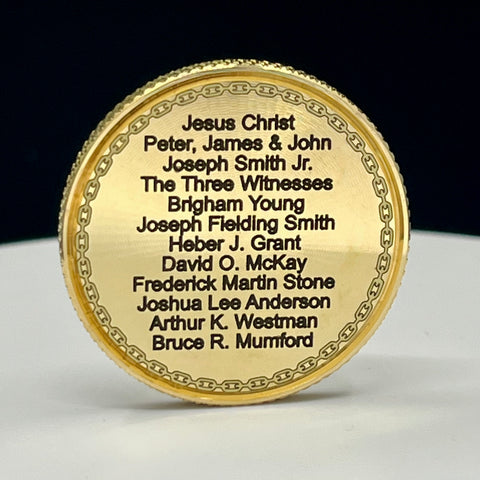 Solid Brass Coin -LDS Priesthood Line of Authority, 32mmX3mm,  (Back side is blank)