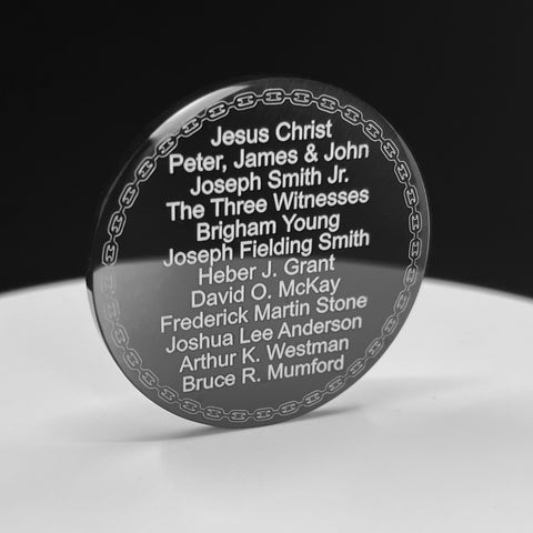 Stainless Steel High-Gloss Black Enameled Coin - LDS Priesthood line of authority, 40mmX3mm, (Back is blank)