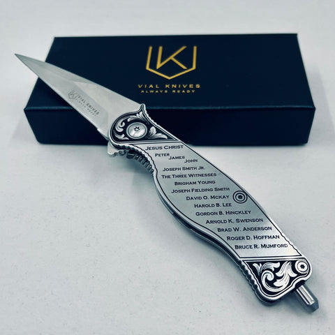 Combo Vial-Knife w/ Priesthood line of authority and Baroque Scrollwork throughout