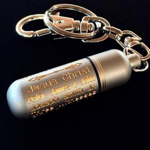 Block font Engraved oil vial